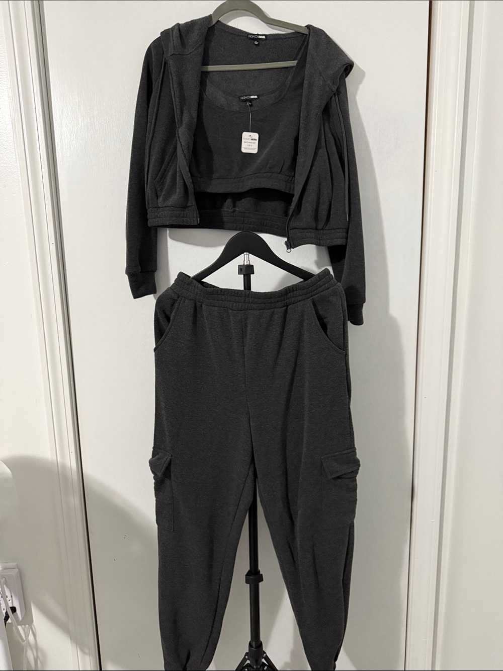 Fashion Nova Dark Charcoal 3-Piece Lounge Set